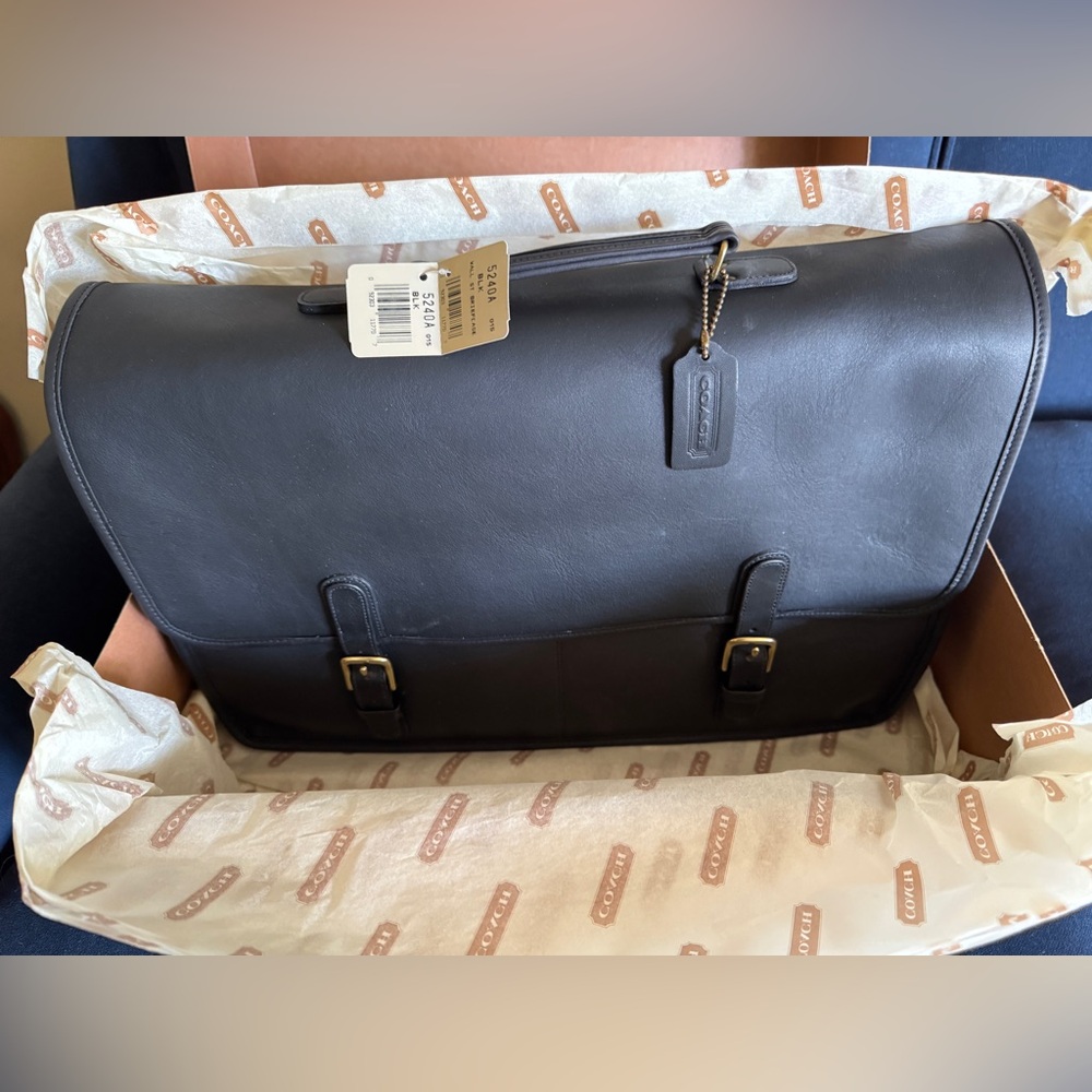 NWT Vintage Mint Coach Wall Street Briefcase Leather Messenger Bag